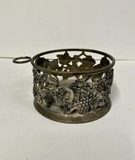 Vintage Pewter Grapevine Leaf Motif Wine Bottle & Cork Holder Coaster