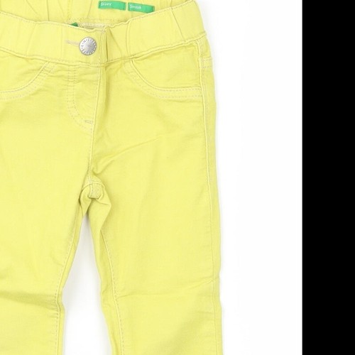 Girls Yellow 100% Cotton Jegging Trousers Size 2XS Relaxed - Picture 8 of 12