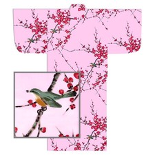 Japanese Yukata Kimono Sash Belt Robe Women 58" Cotton Pink Ume Nightingale Bird