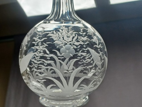 Late 19th Century British Stourbridge Engraved Bellflowers Flint Glass Decanter - Picture 10 of 16