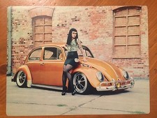 Tin Sign Vintage Volkswagen Vw Bug Slammed With Model