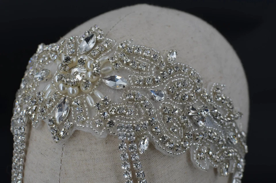 Chain 1920s Wedding Crystal Headband  Bridal Headpiece flapper Gatsby Headband - image 3 of 4