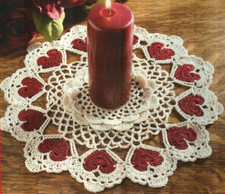 ROMANTIC HEARTS CANDLE DOILY 11 HOME DECOR CR...
