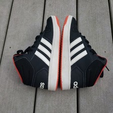 Adidas Boys Basketball Shoes, Size 4.5 Black Red & White Sneakers, Active Wear.