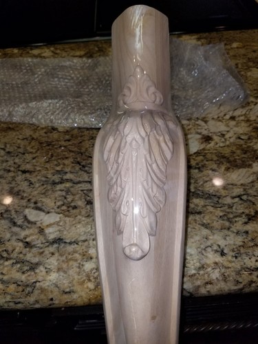 4 ACANTHUS Traditional Table Legs Cabriole LEGB-2RW rubberwood 2 x 2 x 35 1/2" - Picture 4 of 5