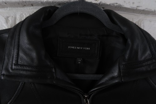 Chaqueta de cuero negra ajustada ajustada vintage Y2K años 90 para mujer talla mediana Jones NY - Imagen 6 de 17