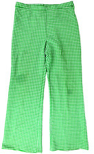 Vintage Alex Colman Houndstooth Bell Bottom Pants Polyester Green 32x31 Cali USA