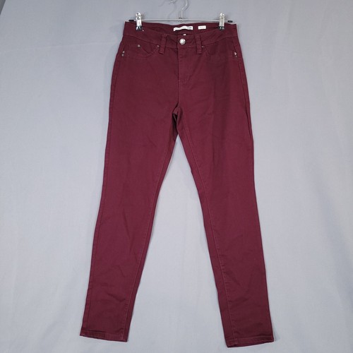 YMI Women's Juniors Denim Pants Mid Rise Skinny Maroon Size 11