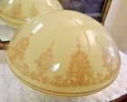 Vintage Schoolhouse Bank Ceiling Light Stenciled Milk Glass Globe 6" Fitter
