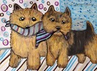 Norwich Terrier in Quarantine 8.5 x 11 Signed Dog Art Print Artist Ksams Bandana