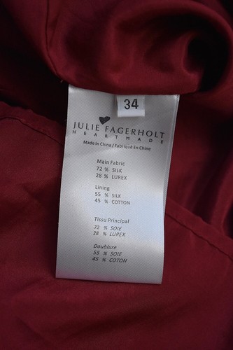 HEARTMADE JULIE FAGERHOLT / HUSK Hemsley Merlot Silk Lurex Midi Dress 34/8 $849 - Picture 10 of 11