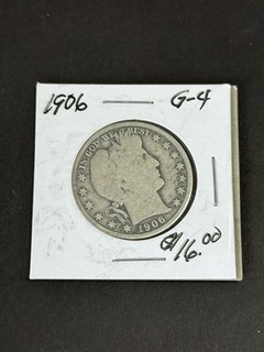 1906 Barber Half Dollar Coin 50 Cent Silver Coin