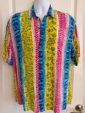Jams World Hawaiian Aloha Floral Men's Short Sleeve Shirt, Large