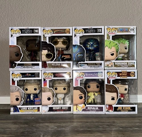 Funko Pop Lot Of 8 Marvel, One piece, Stranger Things, Movies, Rosalia