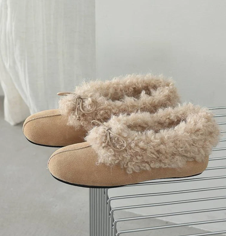Женщин повседневные туфли теплый шерсти с подкладкой шнурует вверх ботильоны повседневные туфли плюшевые туфли-лодочки - Изображение 3 из 4