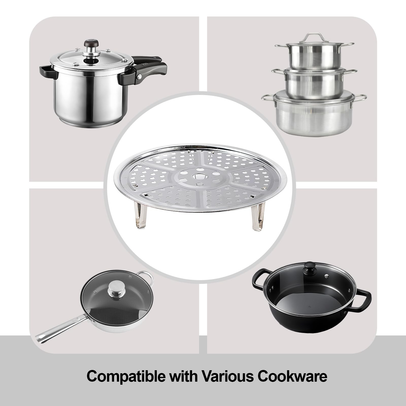 Steamer Rack, Premium Stainless Steel Steamers Rack with Removable ...