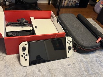 Nintendo Switch OLED White 64GB With Box + 128gb sandisk + Accessory Bundle