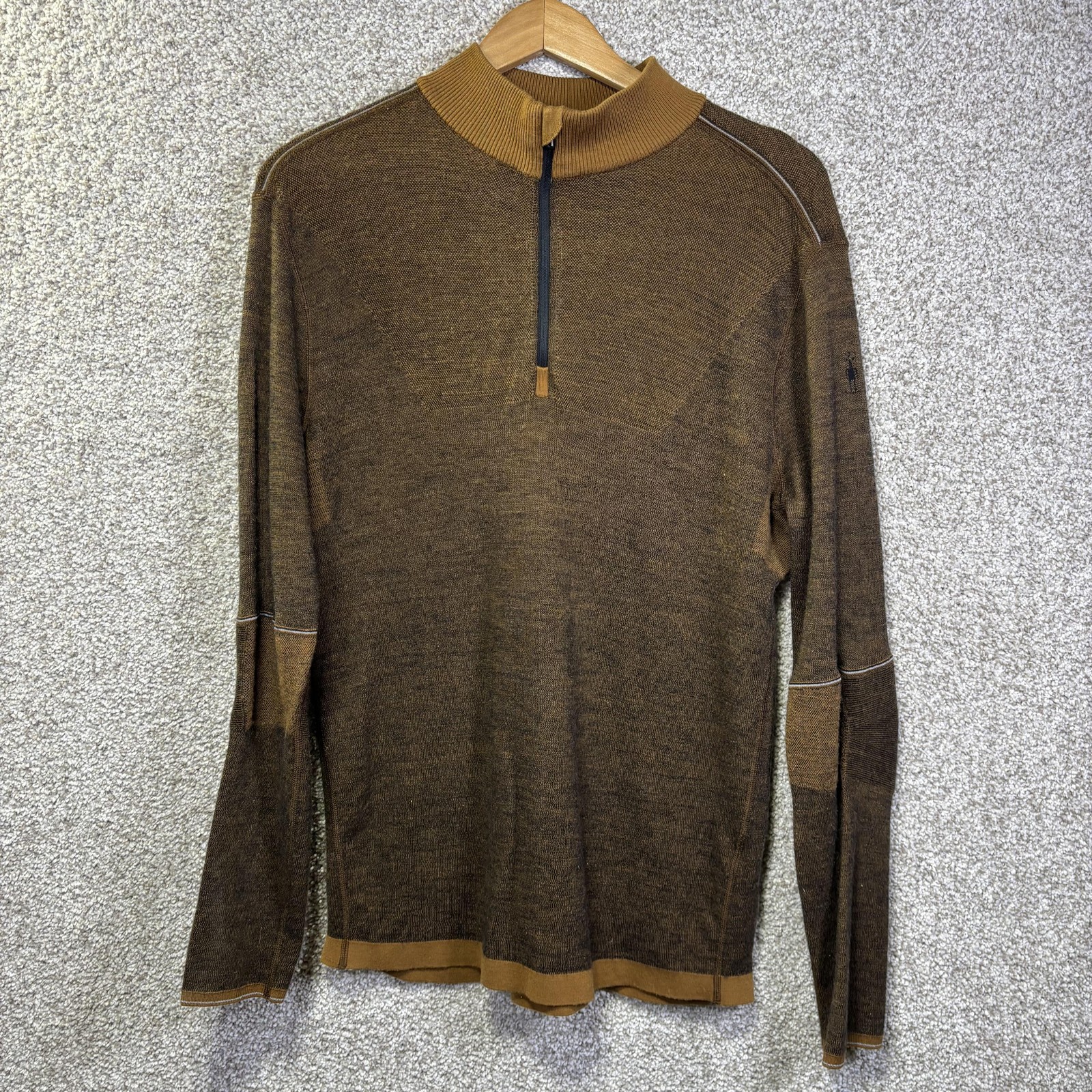 Smartwool Pullover Mens Large Brown Intraknit 1/4… - image 1