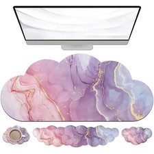 JIKIOU Large Cloud Mouse Pad with Keyboard Wrist Rest Waterproof Desk Mat Pink