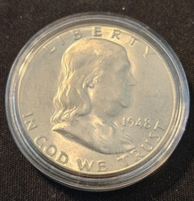 1948 D - Ben Franklin Half Dollar 50c Unc BU 90% Silver US Coin - Lots of Luster