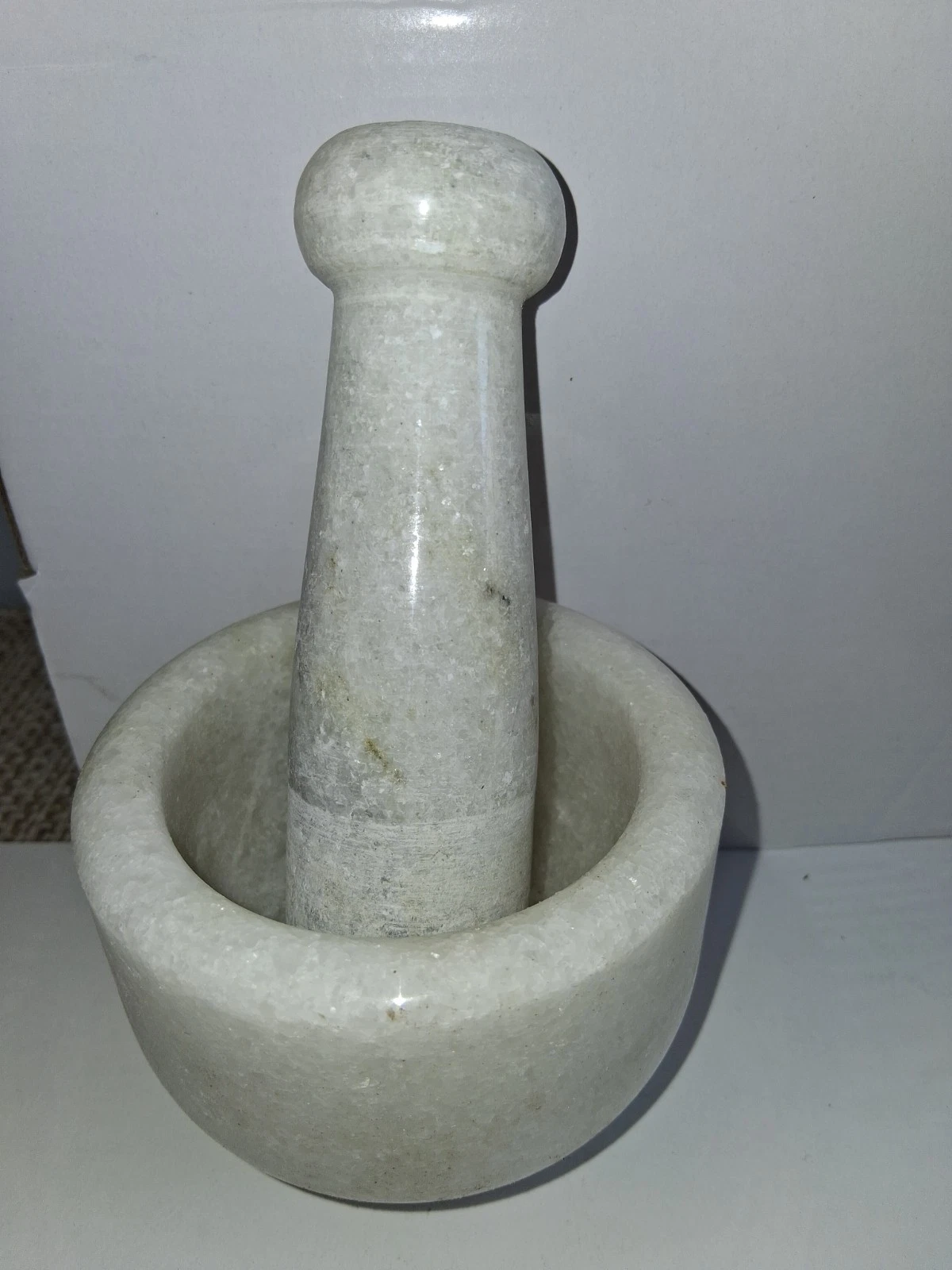 Marble Mortar and Pestle Spice Herb Grinder Khal Dasta - Fine-Quality