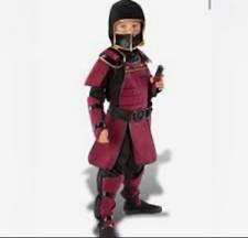 Adventure Factory Ninja Jumpsuit Costume Size 7-8 Black/Purple Hood Mask Belt