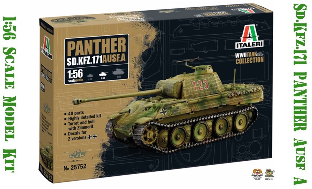 1/56th 28mm WWII Sd.Kfz. 171 Panther V  Ausf. A Warlord model kit by Italeri