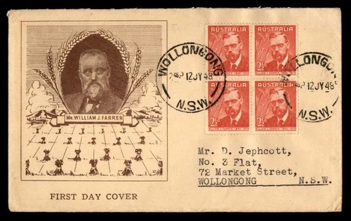 Mayfairstamps Australia FDC 1948 William J Farrer Wheat Block Crop First Day Cov
