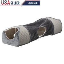 Cozy Cat Cave W/ Tunnel Sisal Scratching Pad Plush Bed Portable Pet Toy New