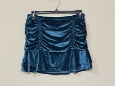 Wild Fable Women's Dark Teal Ruched Ruffle Soft Comfort Mid Rise Mini Skirt L