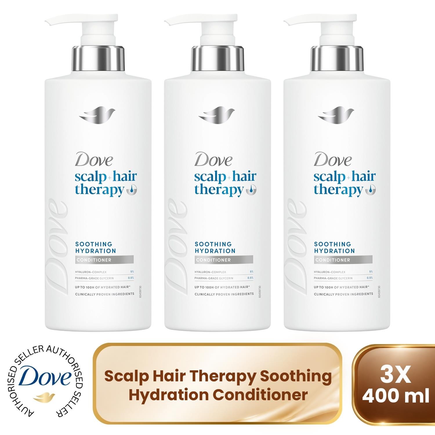 Dove Scalp + Hair Therapy Soothing Hydration Conditioner, 400 ml | For dry hair, Hyaluron-Complex and pharma-grade glycerin help replenish moisture while improving smoothness and manageability - Image 8