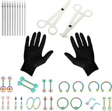 316L Surgical Steel Piercing Kit: 12-20G Needles for Body Jewelry