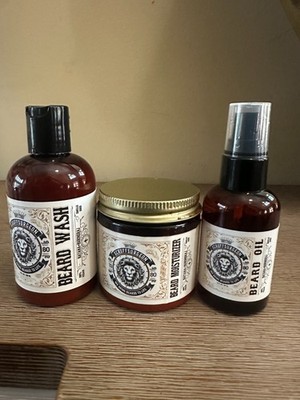 ScruffSurgeon Beard Care Kit for Men Beard Oil Wash Moisturizer 3 Piece Bundle