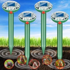 Upgraded Solar Powered Mole Repellent for Lawns, 4 Pack Ultrasonic Gopher Rep...
