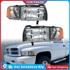 Headlights For Dodge Ram 1994-02 Crystal Fresnel Lensamber Corner Halogen Rhlh Headlights For Dodge Ram 1994-02 Crystal Fresnel Lensamber Corner Halogen Rhlh