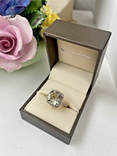 AMAZING GOLD PLATED 925 STERLING SILVER GREEN AMETHYST MODERNIST RING SIZE O 7