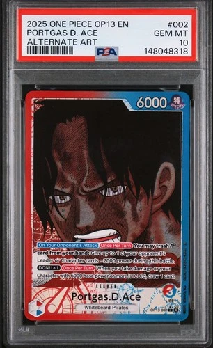 2025 One Piece Portgas D. Ace Leader Alt Art #OP13-002 PSA 10 GEM MINT