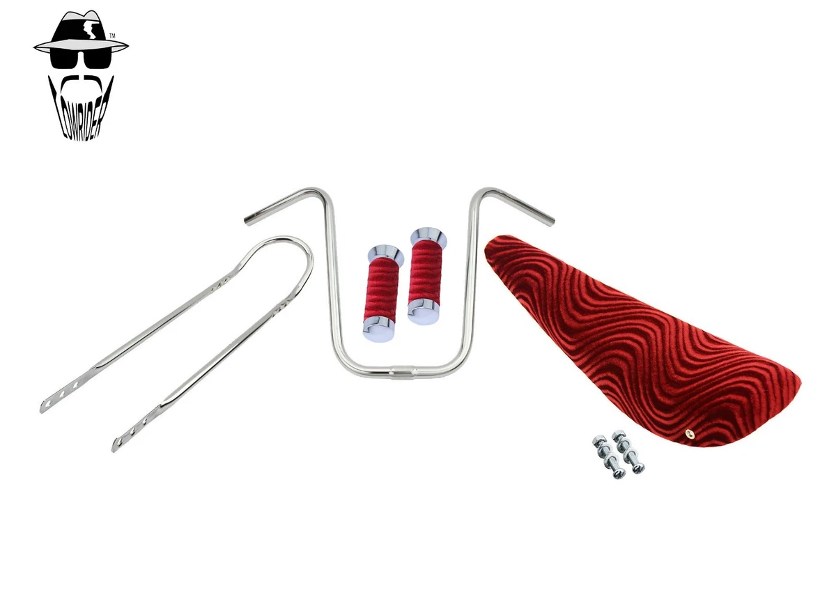 Sella Banana Lowrider Da 16 Pollici Con Sissybar - Set Completo In Nero/Nero-argento Per Bici Personalizzate
