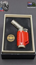 Jobon 3 Jet Torch Butane Lighter with Adjustable Nozzle - Orange