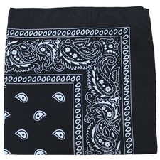 Mechaly Pack of 4 X-Large Paisley Cotton Printed Bandana - 27 x 27 inches Black