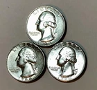 1964 P/D Washington Quarters 3 Coin Lot 90% Silver