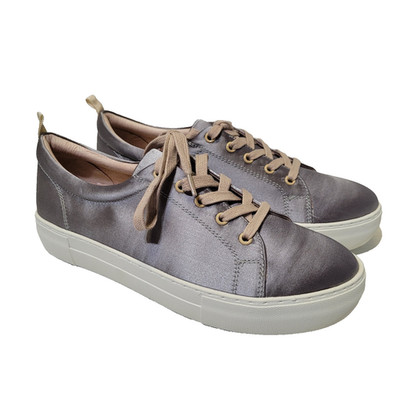 J Slides Amberr Satin Sneakers Gray Pink Women 8.5 NEW