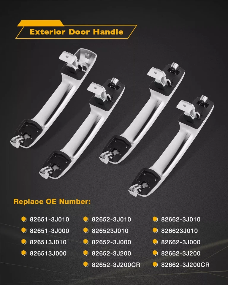 4X Chrome Exterior Outside Door Handle LH RH Kit Fit 2007-2012 Hyundai Veracruz Foto 4 de 4