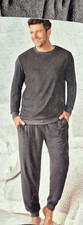 Herren Frottee - Pyjama, Schlafanzug, Nachtwäsche, vers. Größen, grau
