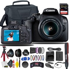 Canon EOS 2000D / Rebel T7 DSLR Camera With 18-55mm Lens 64GB Bag More