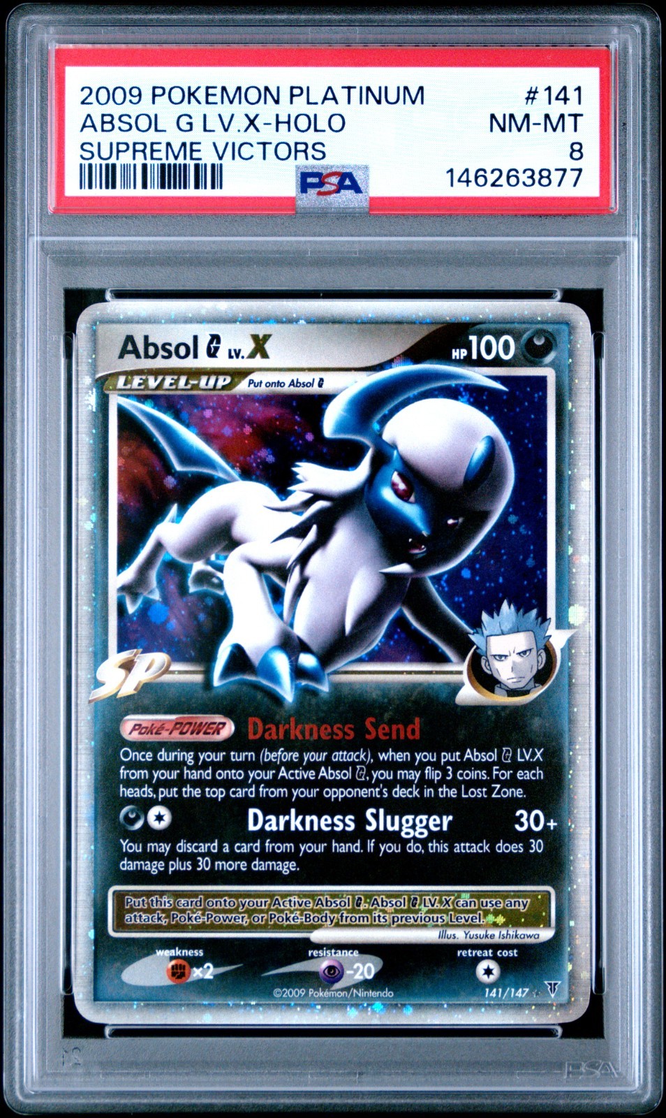 2009 POKEMON PLATINUM SUPREME VICTORS 141 ABSOL G LV.X-HOLO PSA 8