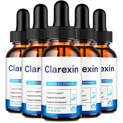 Clarexin Liquid Drops, Gut Health Supplement, Detox & Gentle Cleanse (5 Pack)