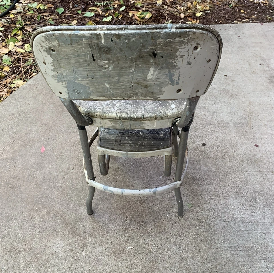 Mid  Century Cosco Retro Style Farmhouse Counter Chair/Step Stool Chrome - Image 3 of 4