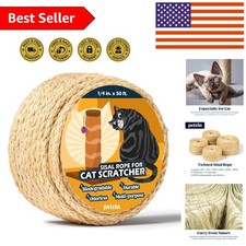 Natural Sisal Rope for Cat Scratchers 1/4 inch x 50ft - Eco-Friendly Durable