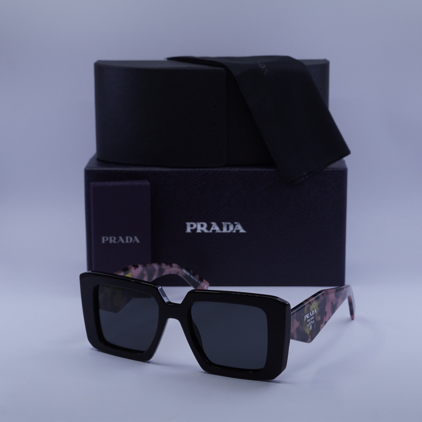 Prada PR23YS 1AB5S0 Sunglasses Black Dark Grey 51-19-140 New Authentic
